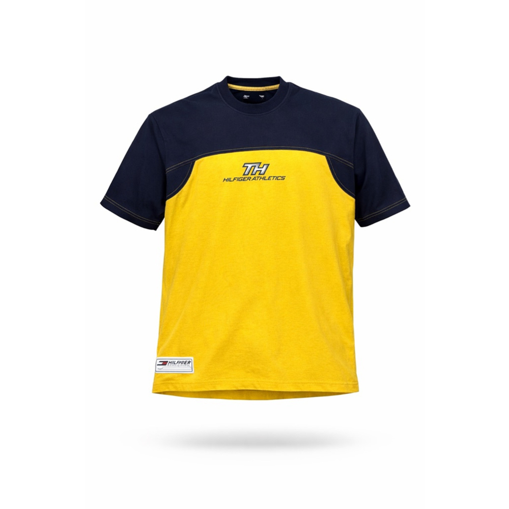 Vintage Tommy Hilfiger Athletics Men’s Yellow/Navy Embroidered Logo Shirt Sz L